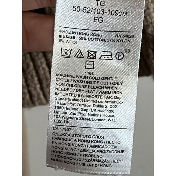 Banana Republic Wool Fisherman Knit Sweater XL Tan Cable Old Money Preppy Retro - Picture 9 of 9